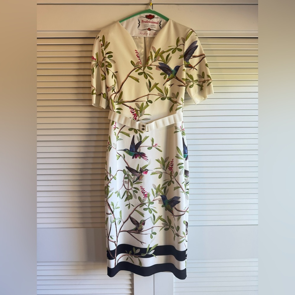 Ted Baker Cream Dress with Hummingbird Design
